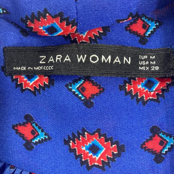 Zara blue red crossover top, Ladies medium sleeveless hi low surplice blouse - Picture 5 of 8